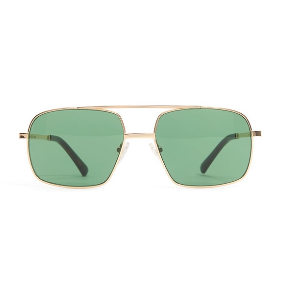 We Wore What Cafe Sunglasses.Green with Gold Metal Frame.Square. Comes with Case - Picture 2 of 4
